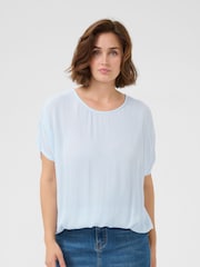 Kaffe Blue KAamber Stanley Short Sleeve Blouse - Image 1 of 5
