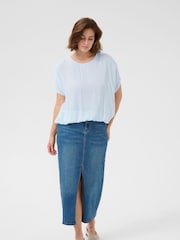 Kaffe Blue KAamber Stanley Short Sleeve Blouse - Image 2 of 5