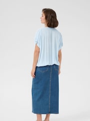 Kaffe Blue KAamber Stanley Short Sleeve Blouse - Image 3 of 5