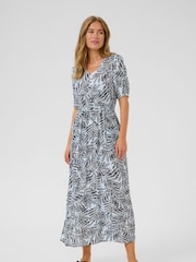 Kaffe Blue KAisolde Amber V-Neck Maxi Dress - Image 1 of 3