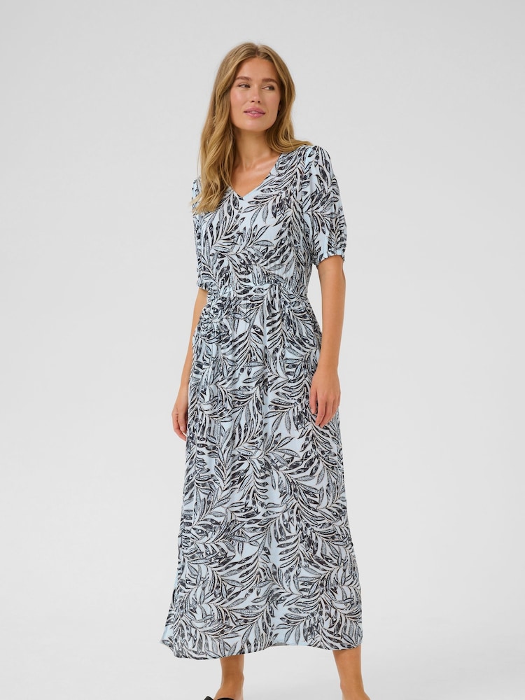 Kaffe Blue KAisolde Amber V-Neck Maxi Dress - Image 1 of 3