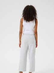 Kaffe Blue 100% Cotton KAnaya Striped Cropped Culotte Trousers - Image 3 of 6