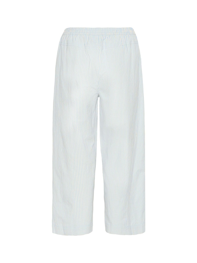 Kaffe Blue 100% Cotton KAnaya Striped Cropped Culotte Trousers - Image 6 of 6