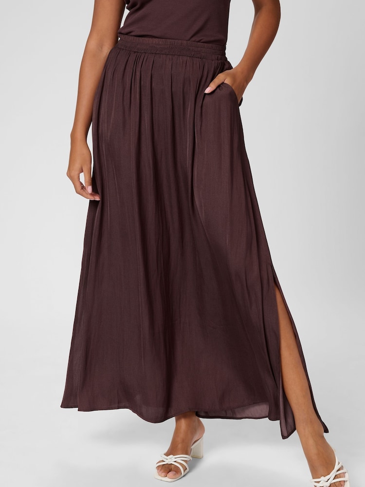 Kaffe Red KAallie Elastic Waist Pockets Maxi Skirt - Image 1 of 6 Kaffe Red KAallie Elastic Waist Pockets Maxi Skirt - Image 1 of 6