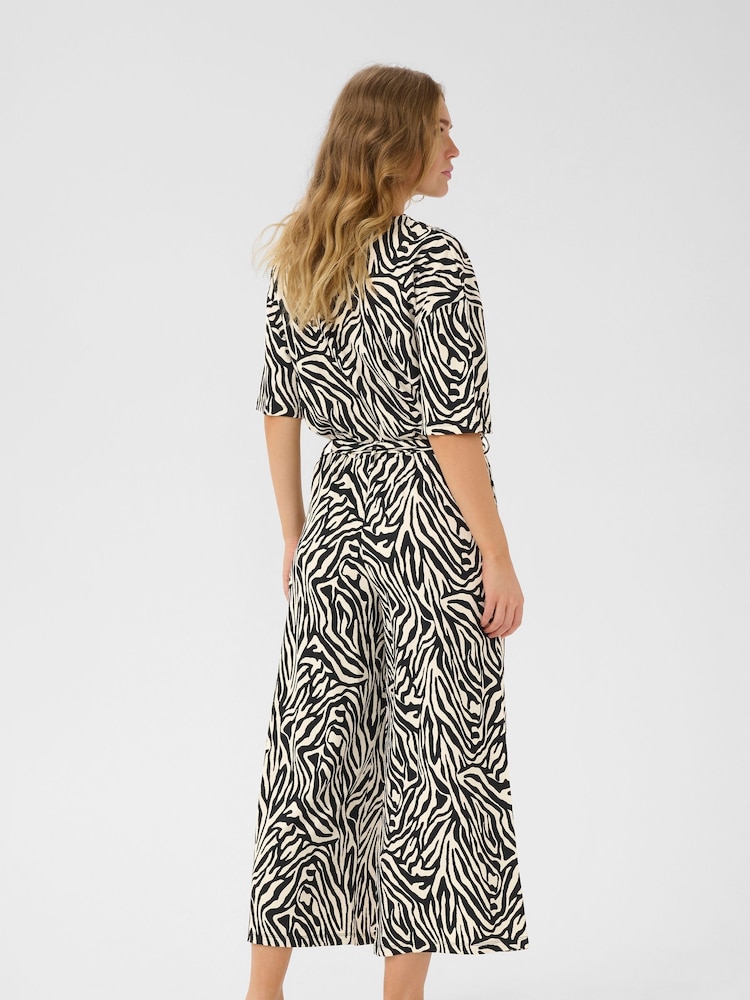 Kaffe Natural KAivanna V-Neck Cropped Jumpsuit - Image 2 of 5 Kaffe Natural KAivanna V-Neck Cropped Jumpsuit - Image 2 of 5