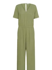 Kaffe Green KAmilia V-Neck Short Sleeve Jumpsuit - Image 3 of 4