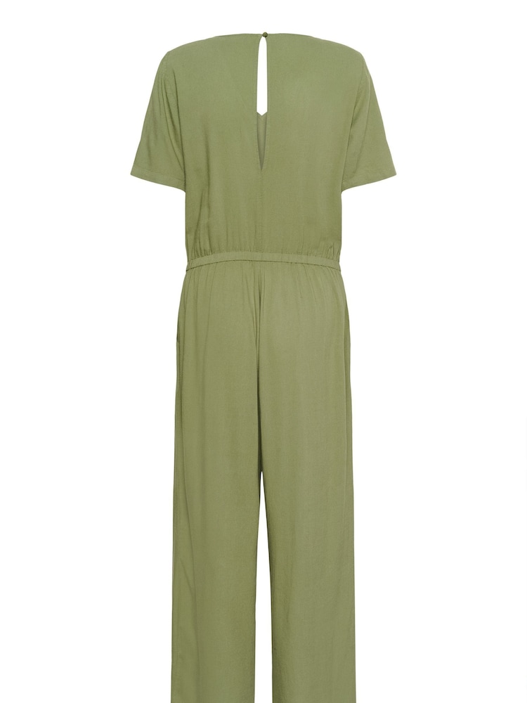 Kaffe Green KAmilia V-Neck Short Sleeve Jumpsuit - Image 4 of 4