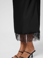 Kaffe KAhilda Lace Trim Midi Black Skirt - Image 2 of 5