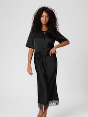 Kaffe KAhilda Lace Trim Midi Black Skirt - Image 3 of 5