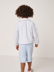 The White Company 100% Cotton Stripe Seersucker White Jacket T-Shirt and Corded Shorts Set - Image 2 of 9