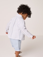 The White Company 100% Cotton Stripe Seersucker White Jacket T-Shirt and Corded Shorts Set - Image 4 of 9