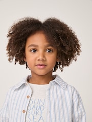 The White Company 100% Cotton Stripe Seersucker White Jacket T-Shirt and Corded Shorts Set - Image 6 of 9