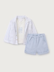 The White Company 100% Cotton Stripe Seersucker White Jacket T-Shirt and Corded Shorts Set - Image 9 of 9