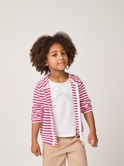 The White Company 100% Cotton Terry Stripe Zip Hoodie Sun White T-Shirt and Shorts Set - Image 2 of 9