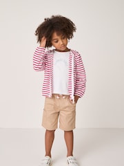 The White Company 100% Cotton Terry Stripe Zip Hoodie Sun White T-Shirt and Shorts Set - Image 3 of 9