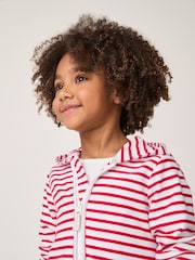 The White Company 100% Cotton Terry Stripe Zip Hoodie Sun White T-Shirt and Shorts Set - Image 6 of 9