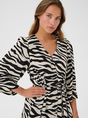 Kaffe Natural KApedra V-Neck 3/4 Sleeve Mini Dress - Image 3 of 5