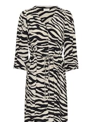Kaffe Natural KApedra V-Neck 3/4 Sleeve Mini Dress - Image 4 of 5
