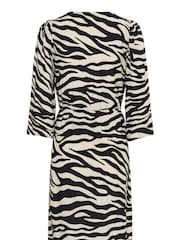 Kaffe Natural KApedra V-Neck 3/4 Sleeve Mini Dress - Image 5 of 5