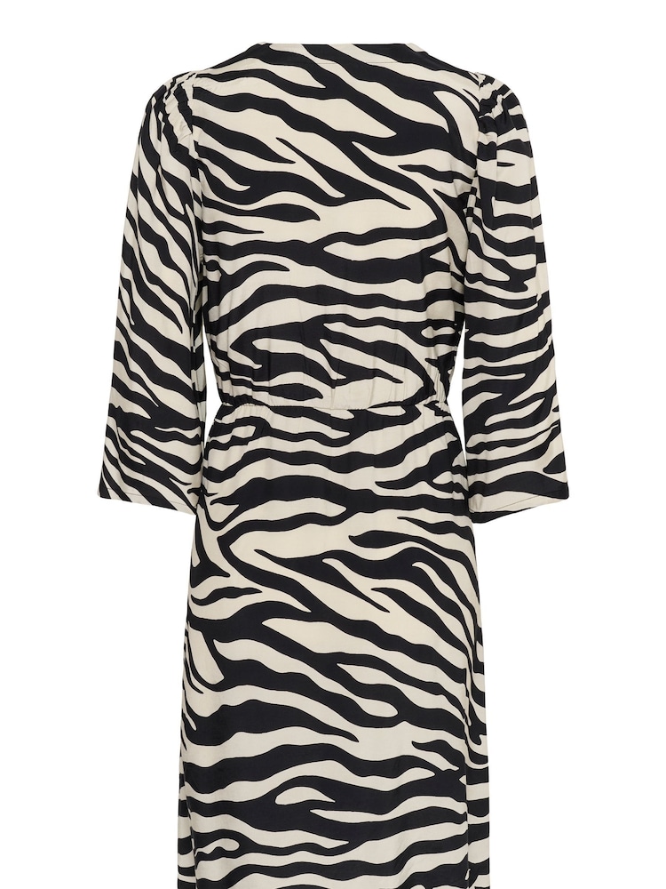 Kaffe Natural KApedra V-Neck 3/4 Sleeve Mini Dress - Image 5 of 5