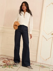 Love & Roses White Ecru Long Sleeve Frill Collar Blouse - Image 3 of 4