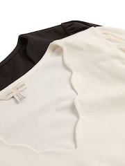 Preto e branco - Love & Roses Scallop V-Neck Long Sleeve Jersey Pack - Imagem 7 de 7
