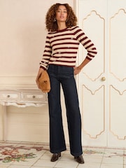 Love & Roses Berry Stripe Petite Embroidered Fine Gauge Knit Jumper - Image 3 of 4