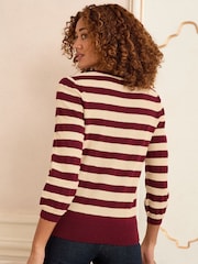 Love & Roses Berry Stripe Petite Embroidered Fine Gauge Knit Jumper - Image 4 of 4