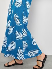 Apricot Blue Bias Cut Mono Palm Leaf Skirt - Image 4 of 5