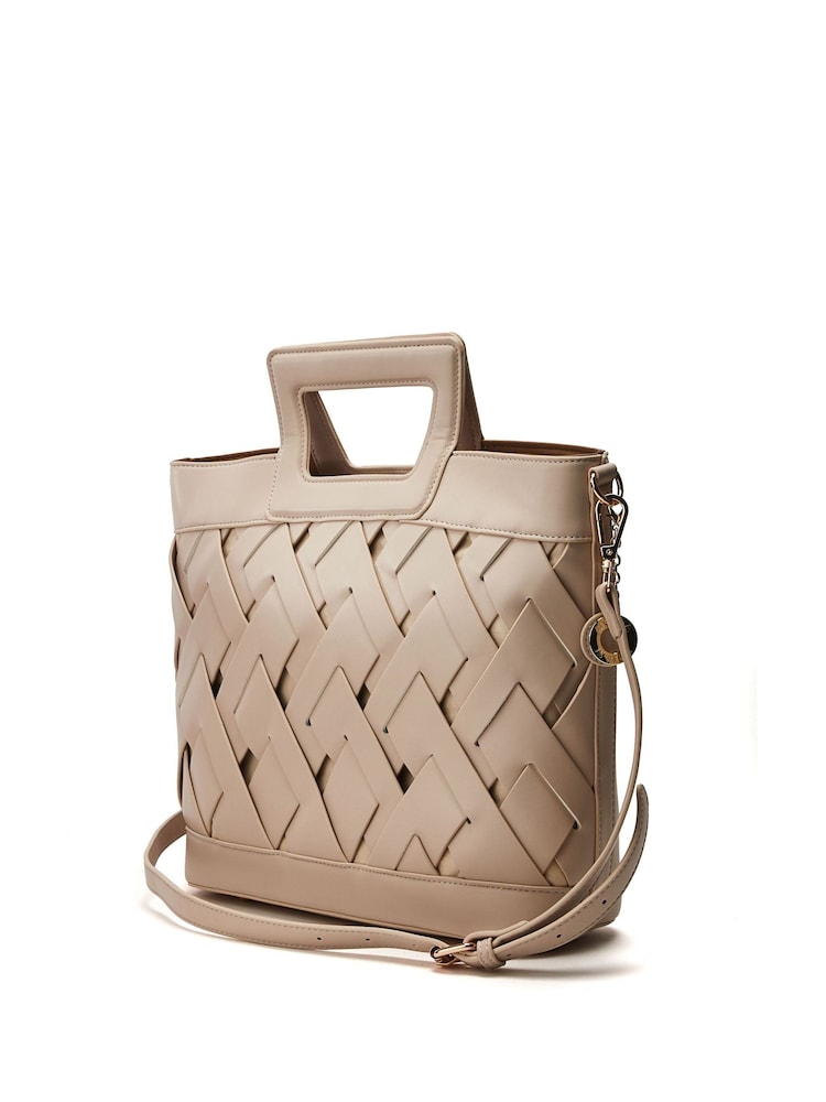 Moda in Pelle Lattice Large Woven Leather Tote - Image 2 of 4