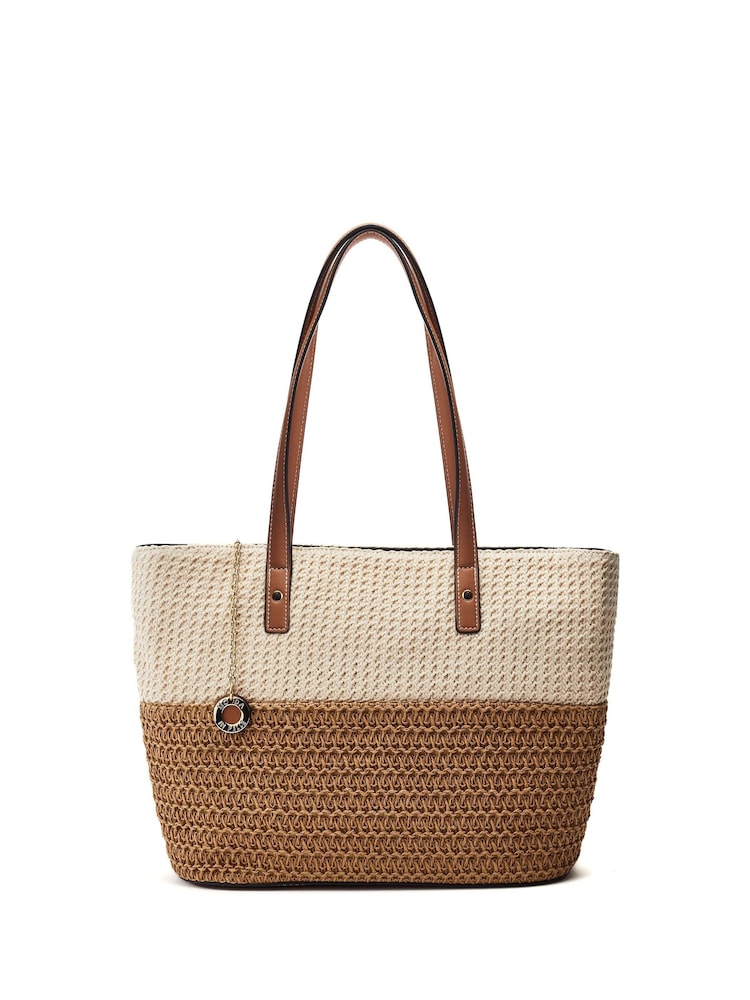 Moda in Pelle Natural Arla Raffia Tote Bag - Image 1 of 4