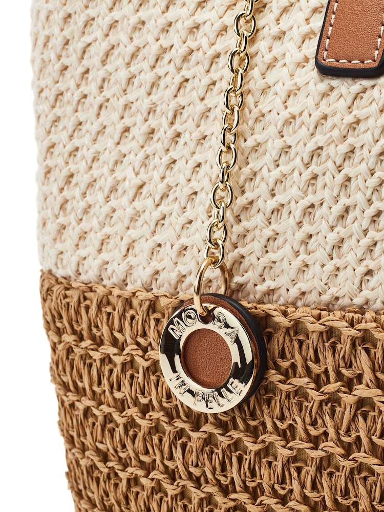Moda in Pelle Natural Arla Raffia Tote Bag - Image 4 of 4