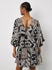 Apricot Black Distressed Tassel Kaftan Dress - Image 4 of 4