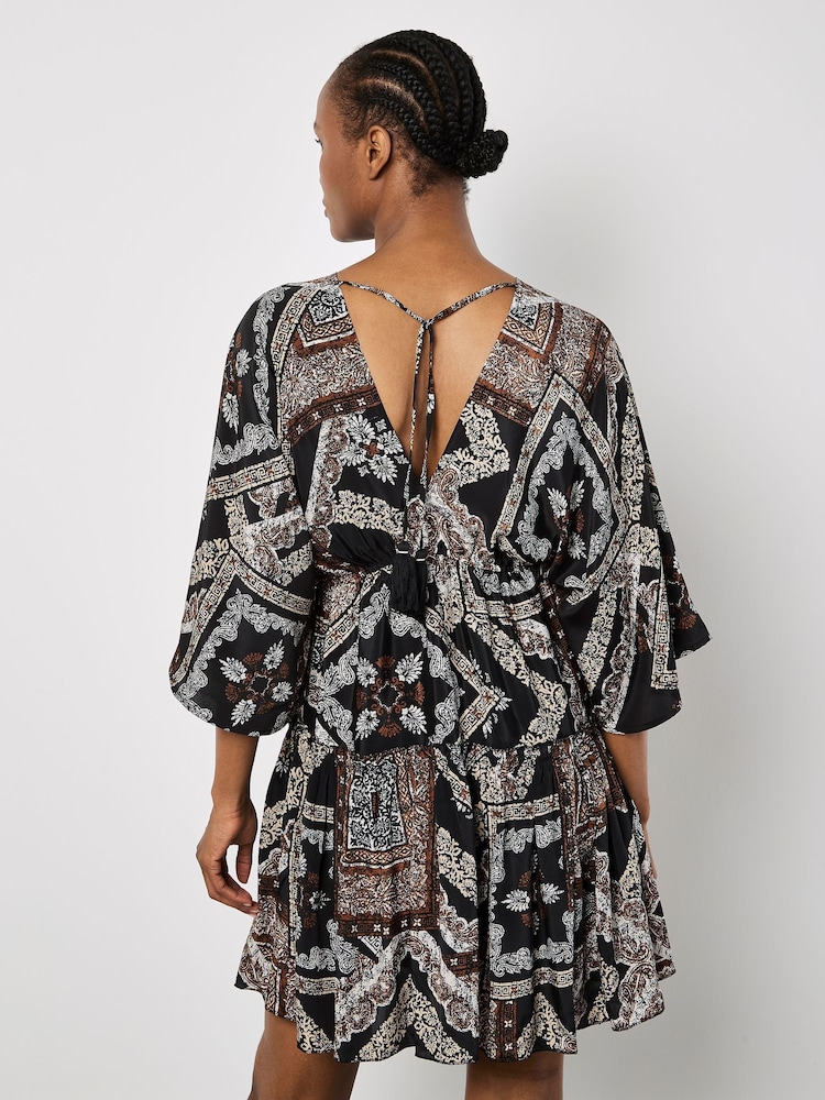 Apricot Black Distressed Tassel Kaftan Dress - Image 4 of 4