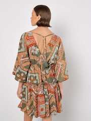 Apricot Green Distressed Tassel Kaftan Dress - Image 3 of 4