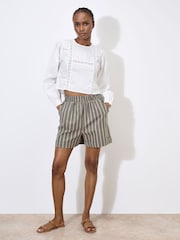Apricot White Lace Panel and Embroidered 100% Cotton Top - Image 3 of 4