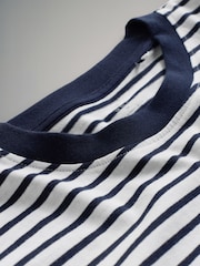 The Set Navy Stripe/White 4 Pack Long Sleeve Relaxed and Short Sleeve Relaxed T-Shirts - Image 7 of 7