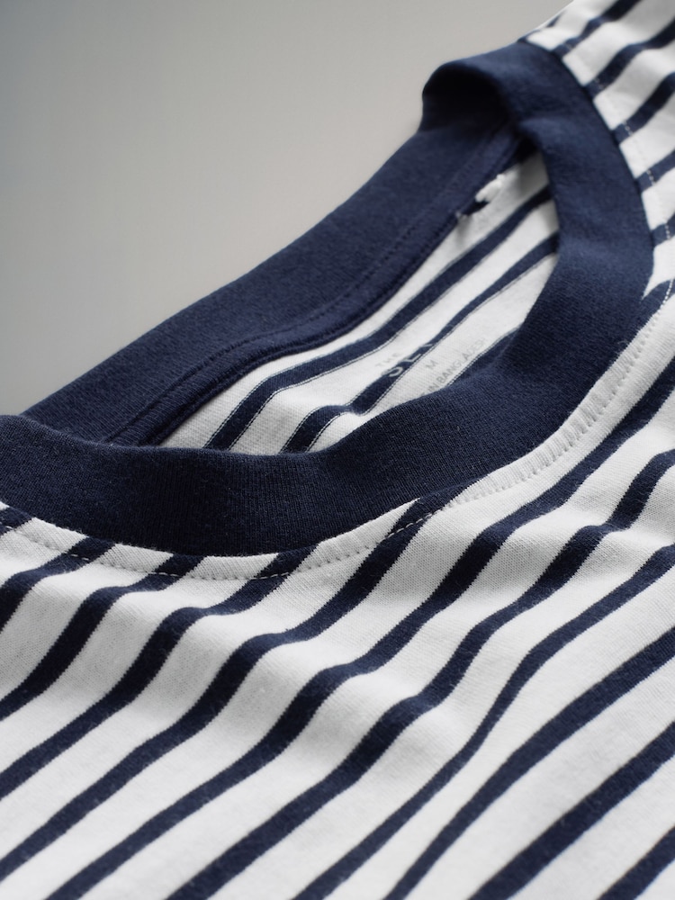 The Set Navy Stripe/White 4 Pack Long Sleeve Relaxed and Short Sleeve Relaxed T-Shirts - Image 7 of 7
