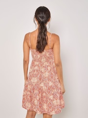 Apricot Orange Batik Lace Tile Bodice Cami Dress - Image 4 of 4