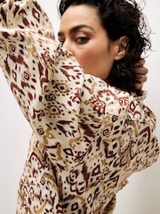 Apricot Brown Ikat Denim Jacket - Image 5 of 6