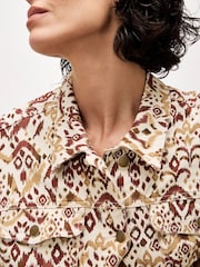 Apricot Brown Ikat Denim Jacket - Image 6 of 6