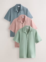 Pink/Blue/Sage Green Short Sleeve Pique Shirts 3 Pack - Image 1 of 9