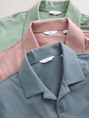 Pink/Blue/Sage Green Short Sleeve Pique Shirts 3 Pack - Image 8 of 9