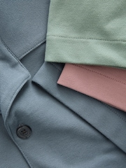 Pink/Blue/Sage Green Short Sleeve Pique Shirts 3 Pack - Image 9 of 9