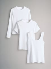 The Set 3 Pack Ultimate Ribbed Vest Short Sleeve Long Sleeve T-Shirts - Imagem 1 de 6