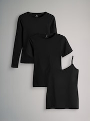 The Set 3 Pack Multi Style Jersey Essential Long Sleeve T-Shirt and Cami Vest Set - Imagem 1 de 6