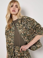 Apricot Green Ikat Denim Jacket - Image 1 of 5
