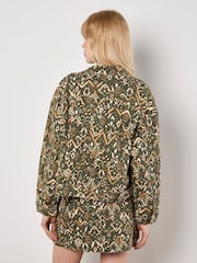 Apricot Green Ikat Denim Jacket - Image 3 of 5