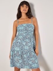 Apricot Green Batik Lace Tile Bodice Cami Dress - Image 1 of 4