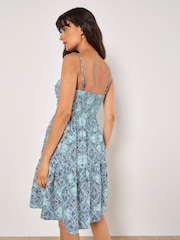 Apricot Green Batik Lace Tile Bodice Cami Dress - Image 4 of 4